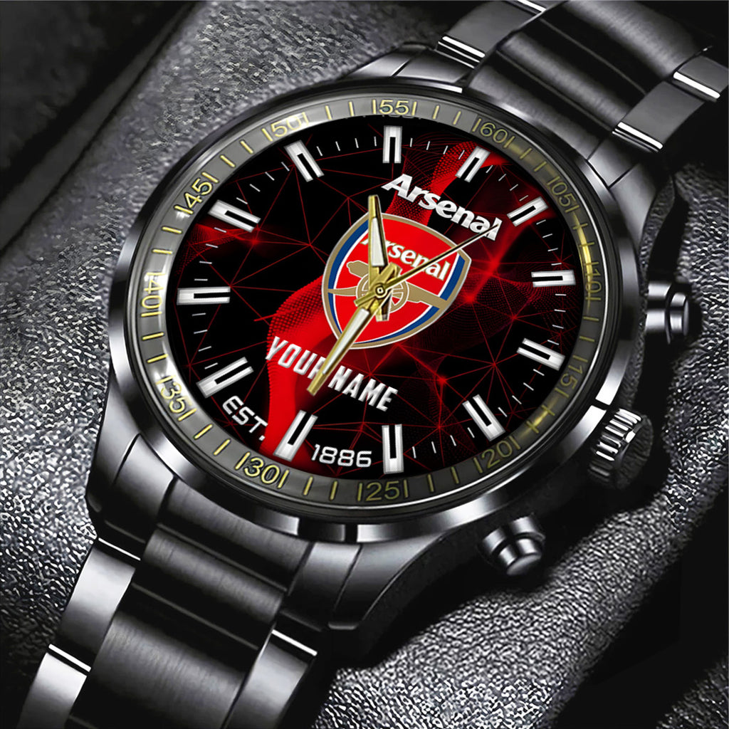 Personalized Arsenal FC Black Stainless Steel Watch – TANTN23554