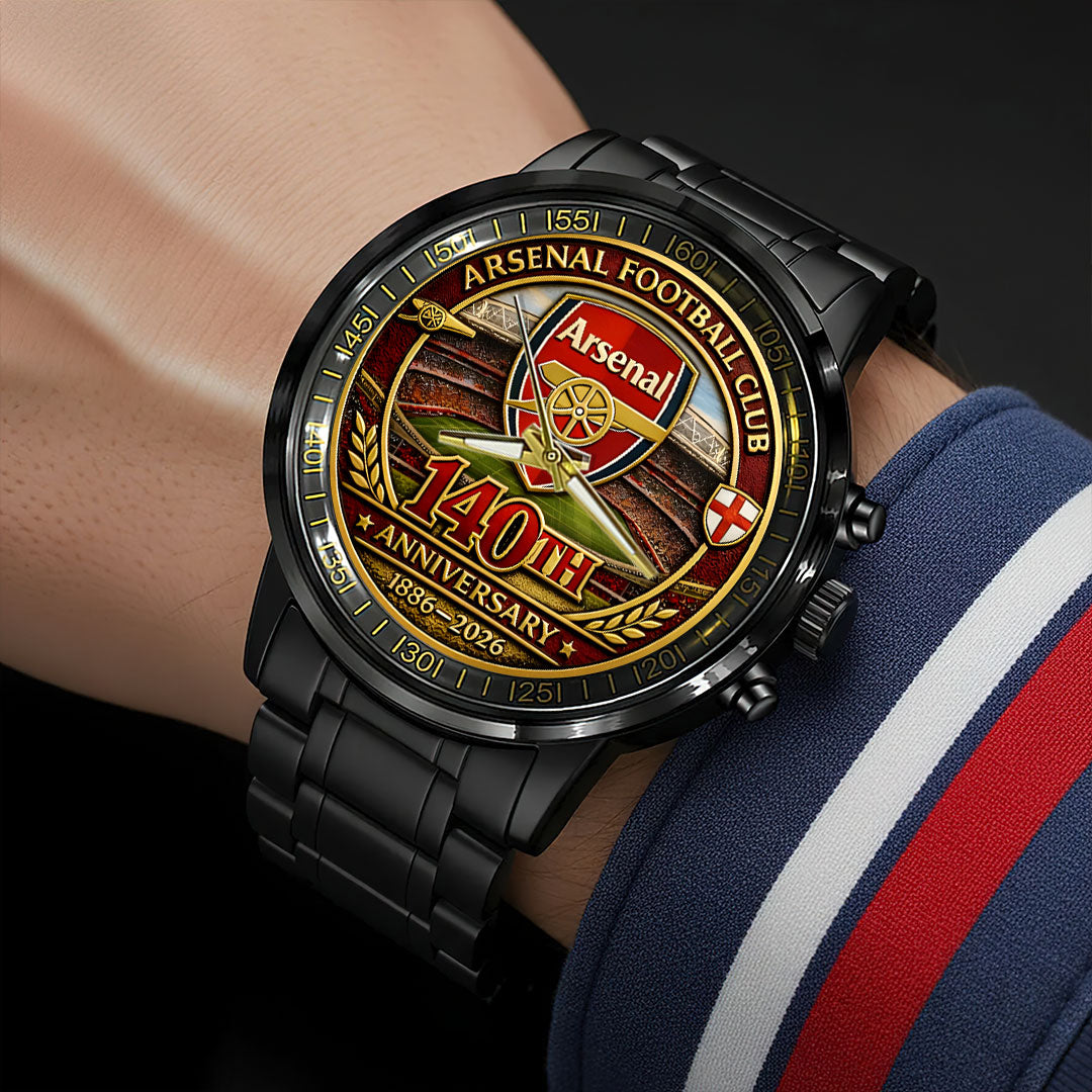 Arsenal FC 140th Anniversary Black Stainless Steel Watch – HOATT15225