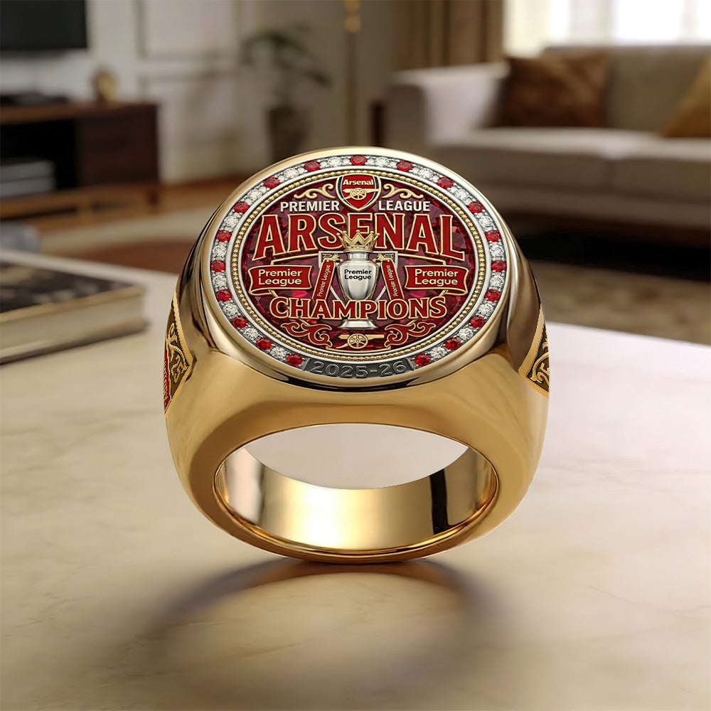 Arsenal FC Premier League Champions 25/26 3D Engraved Ring – TMTHU6759