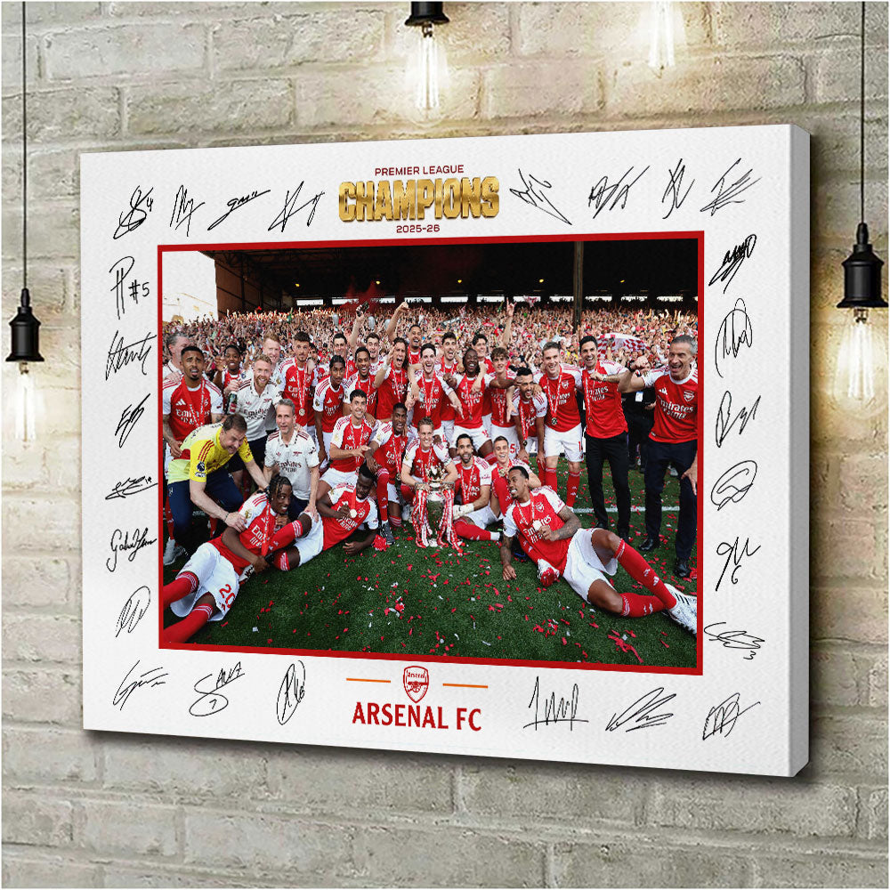 Arsenal FC Premier League Champions 25/26 Rectangle Canvas With Inner Frame – HOATT18376