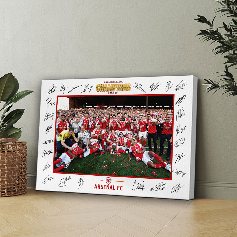 Arsenal FC Premier League Champions 25/26 Rectangle Canvas With Inner Frame – HOATT18376