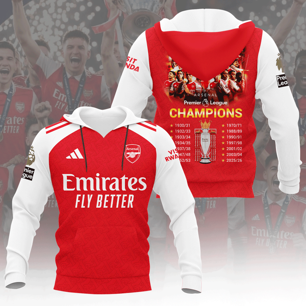 Arsenal FC Premier League Champions 25/26 3D Apparel – HOATT18204