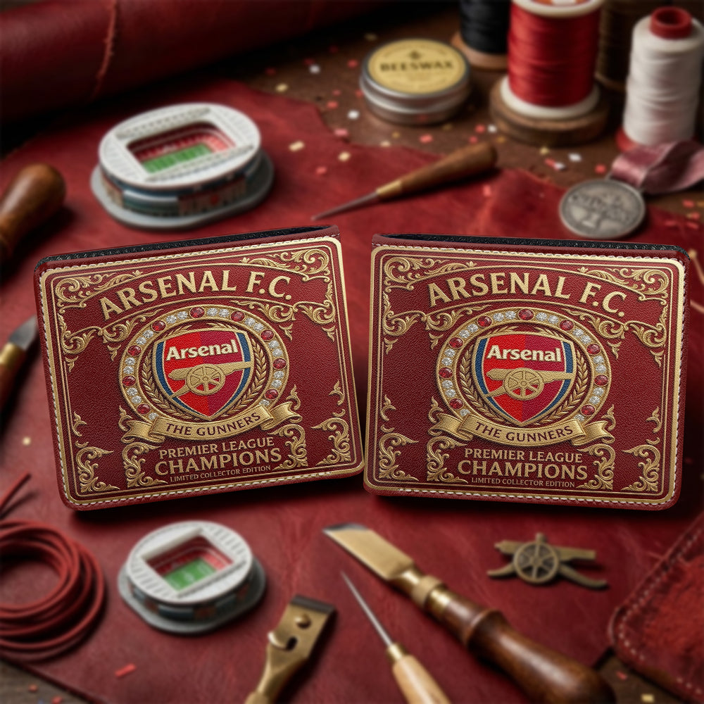 Arsenal FC Premier League Champions 25/26 3D Leather Men Wallet – GNE6633
