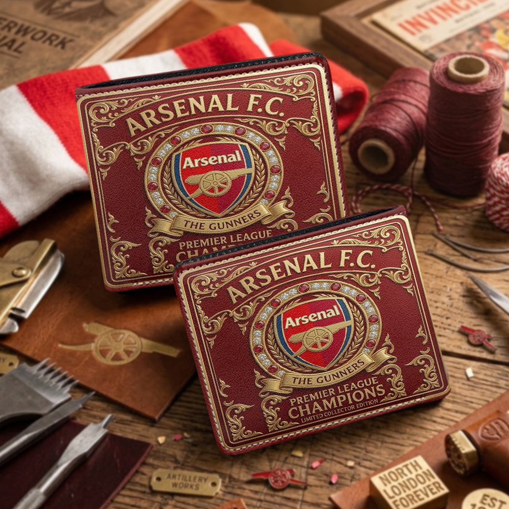 Arsenal FC Premier League Champions 25/26 3D Leather Men Wallet – GNE6633