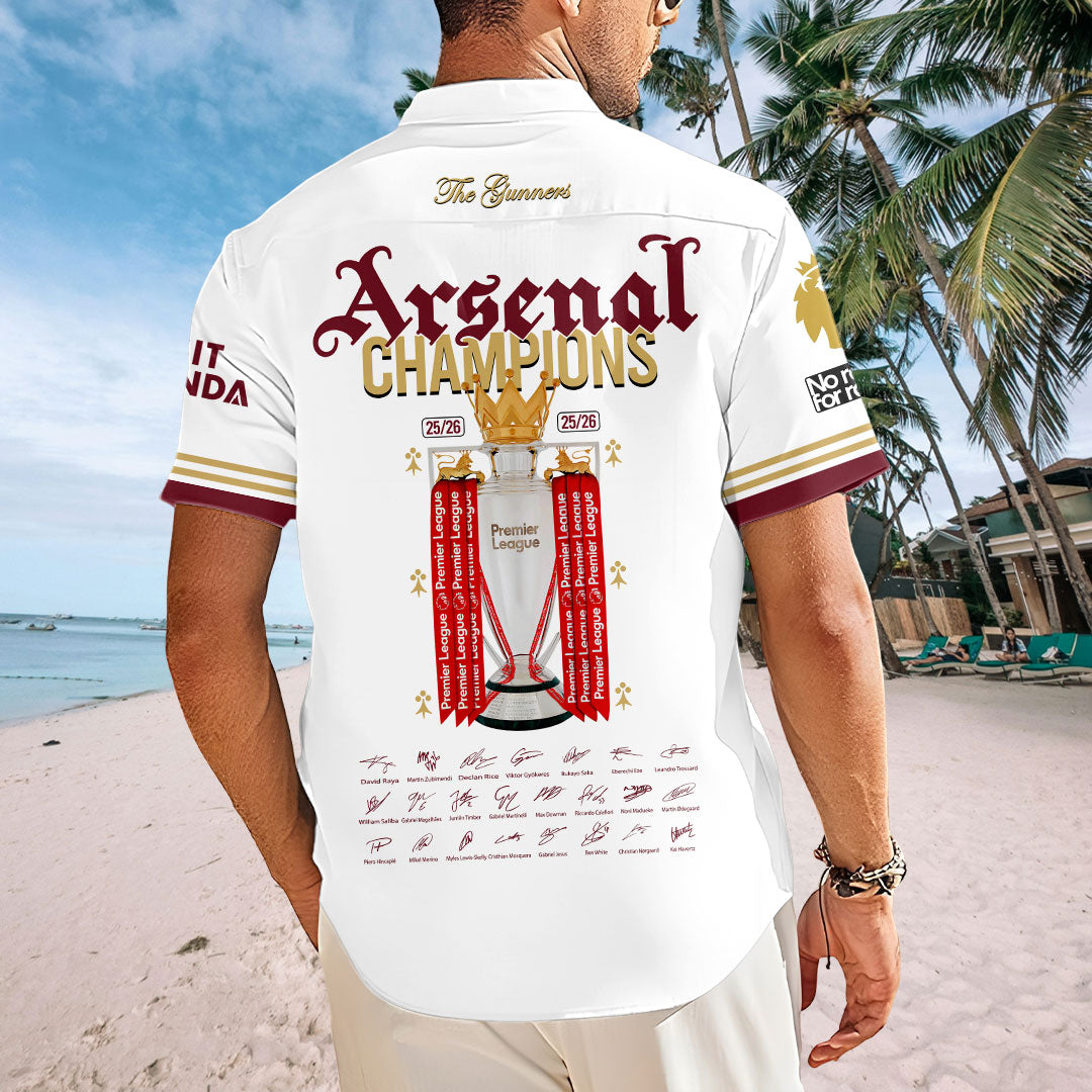 Arsenal FC Premier League Champions 25/26 Short Sleeve Button-Down Shirt – HOATT18286