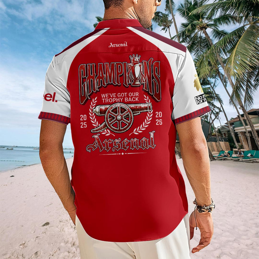 Arsenal FC Premier League Champions 25/26 Short Sleeve Button-Down Shirt – HOATT19558