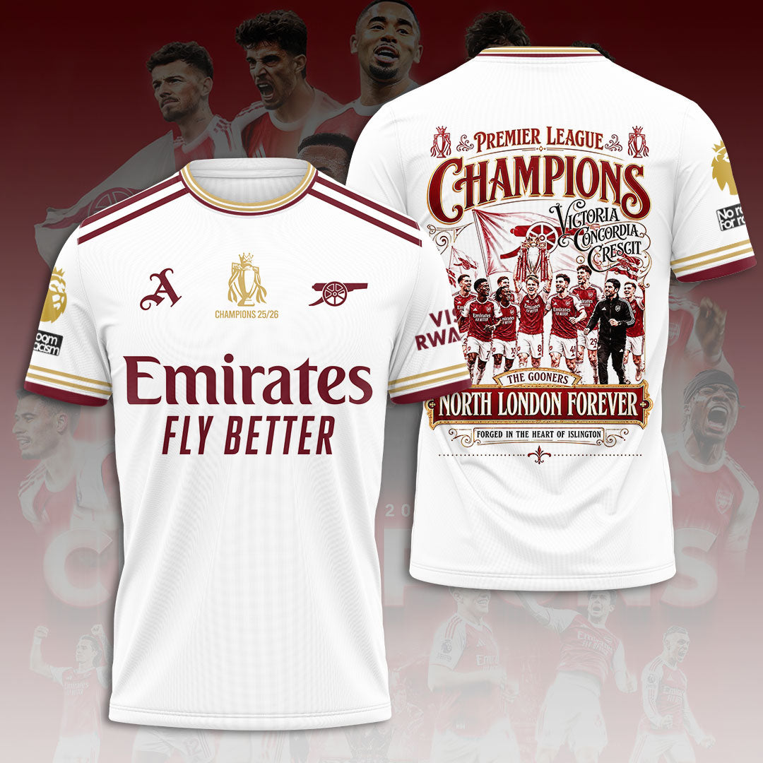 Arsenal FC Premier League Champions 25/26 3D Apparel – HOATT18235