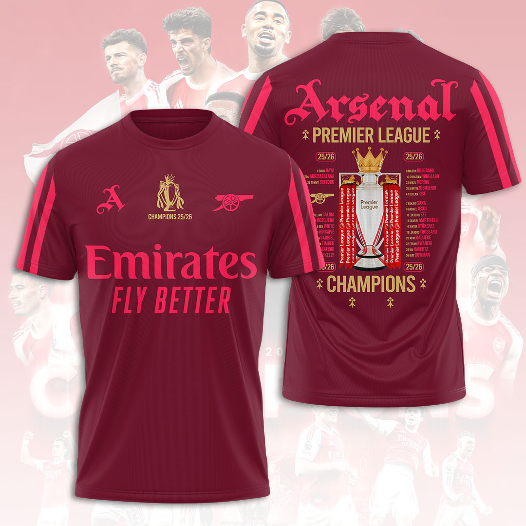 Arsenal FC Premier League Champions 25/26 3D Apparel – HOATT18420