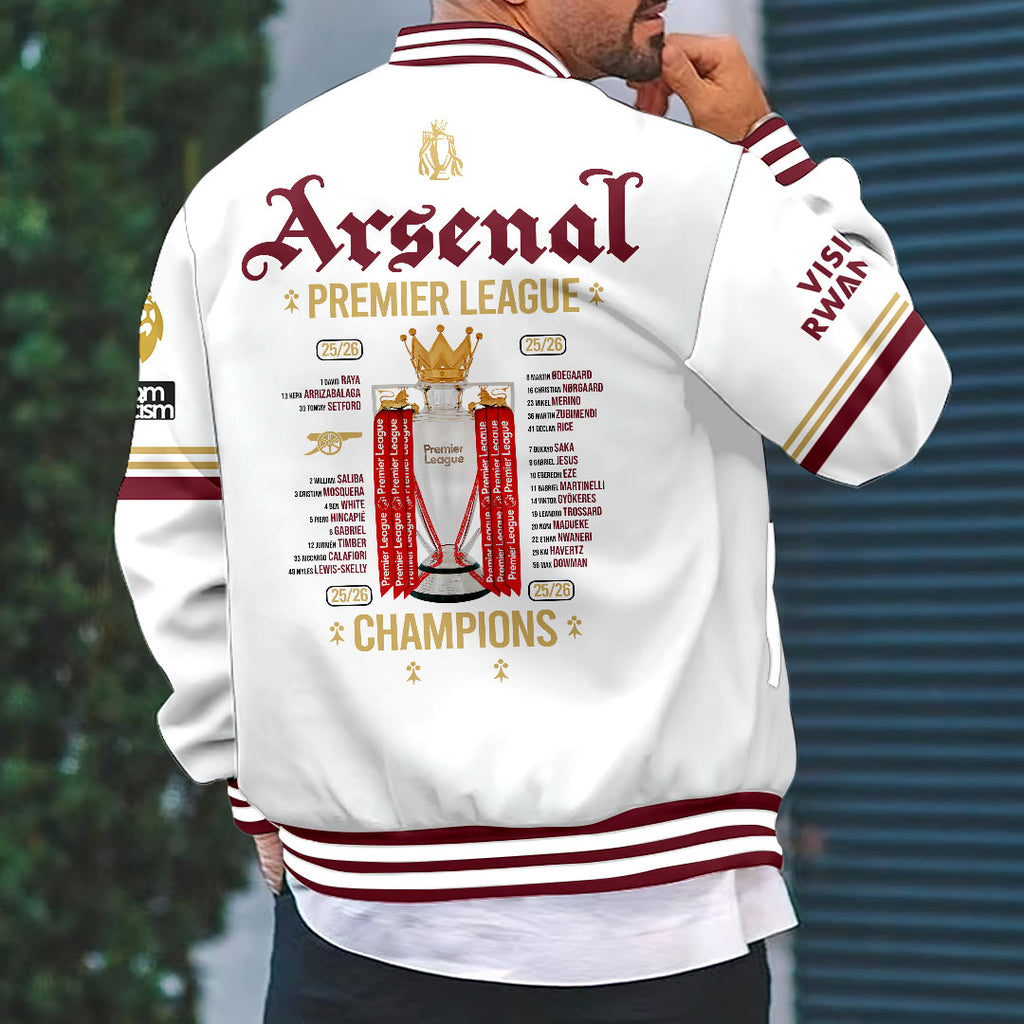 Arsenal FC Premier League Champions 25/26 Varsity Jacket – HOATT18507