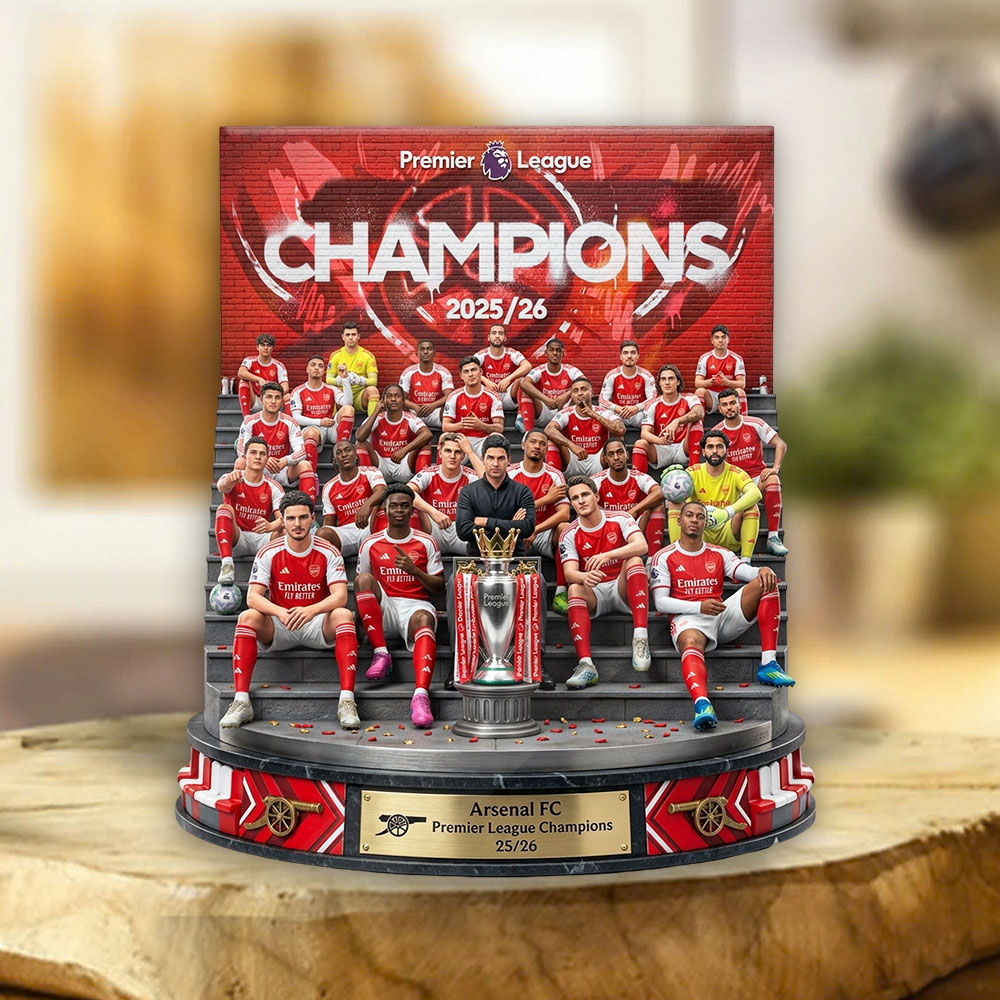 Arsenal FC Premier League Champions 25/26 Custom Shape Acrylic Plaque – TMTHU6407