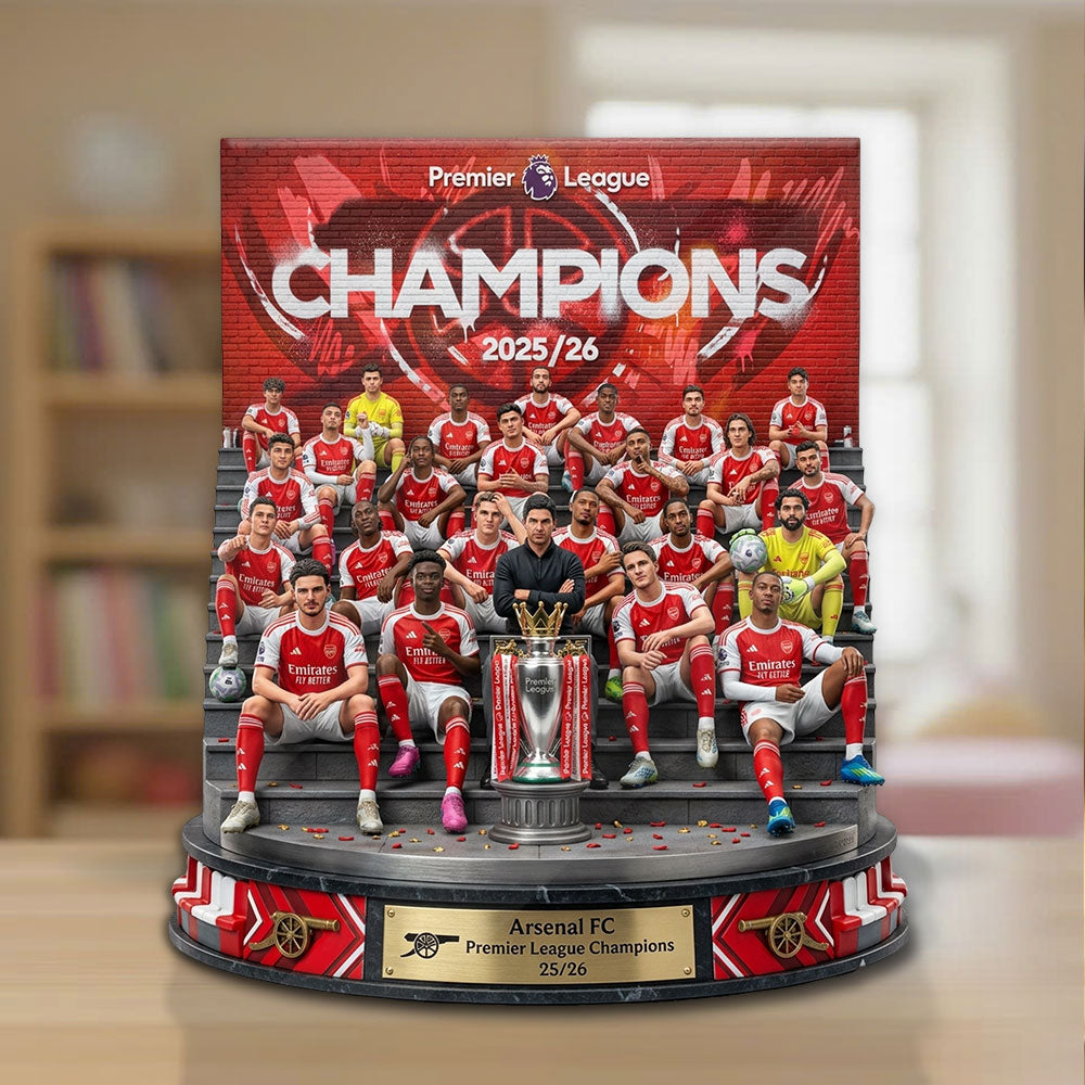 Arsenal FC Premier League Champions 25/26 Custom Shape Acrylic Plaque – TMTHU6407