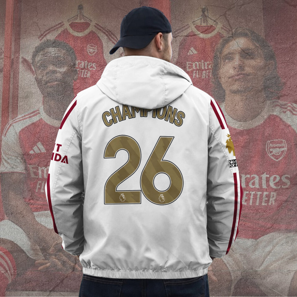 Arsenal FC Premier League Champions 25/26 3D Windbreaker Jacket – TANTN23502