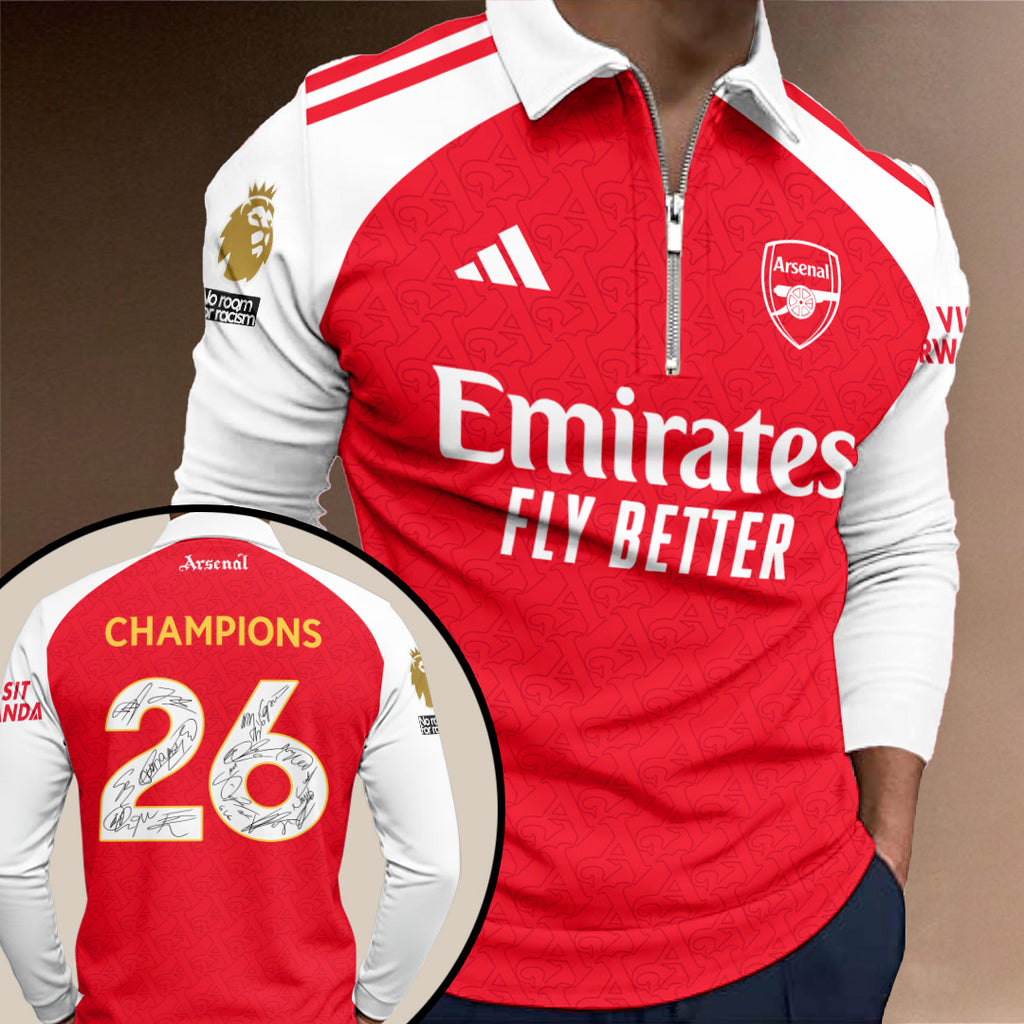 Arsenal FC Premier League Champions 25/26 Zip Polo Shirt – TANTN23130