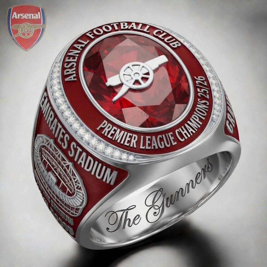 Arsenal FC Premier League Champions 25/26 3D Engraved Ring – TANTN23043
