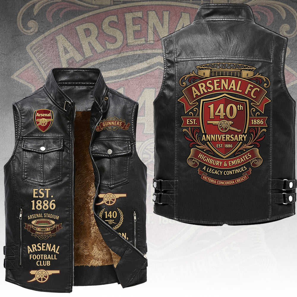 Arsenal FC 140th Anniversary Premium 2D Sleeveless Leather Vest – TANTN23938