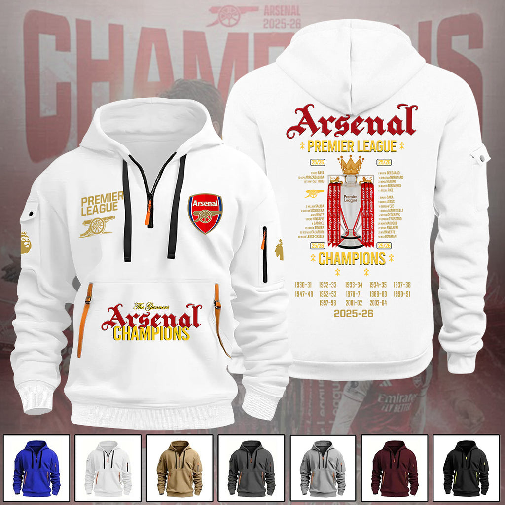 Arsenal FC Premier League Champions 25/26 2D Quarter Zip Hoodie – GNE6694
