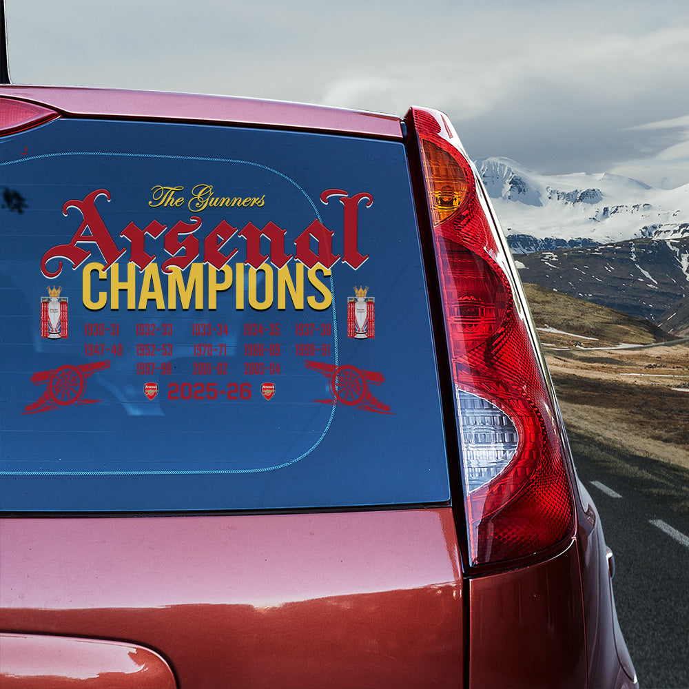 Arsenal FC Premier League Champions 25/26 3D Car Sticker – GNE6820