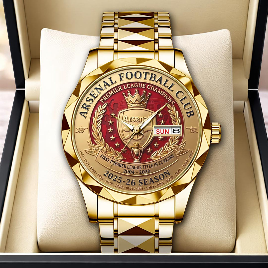 Arsenal FC Premier League Champions 25/26 Alloy Luxury Quartz Watch – HOATT18143