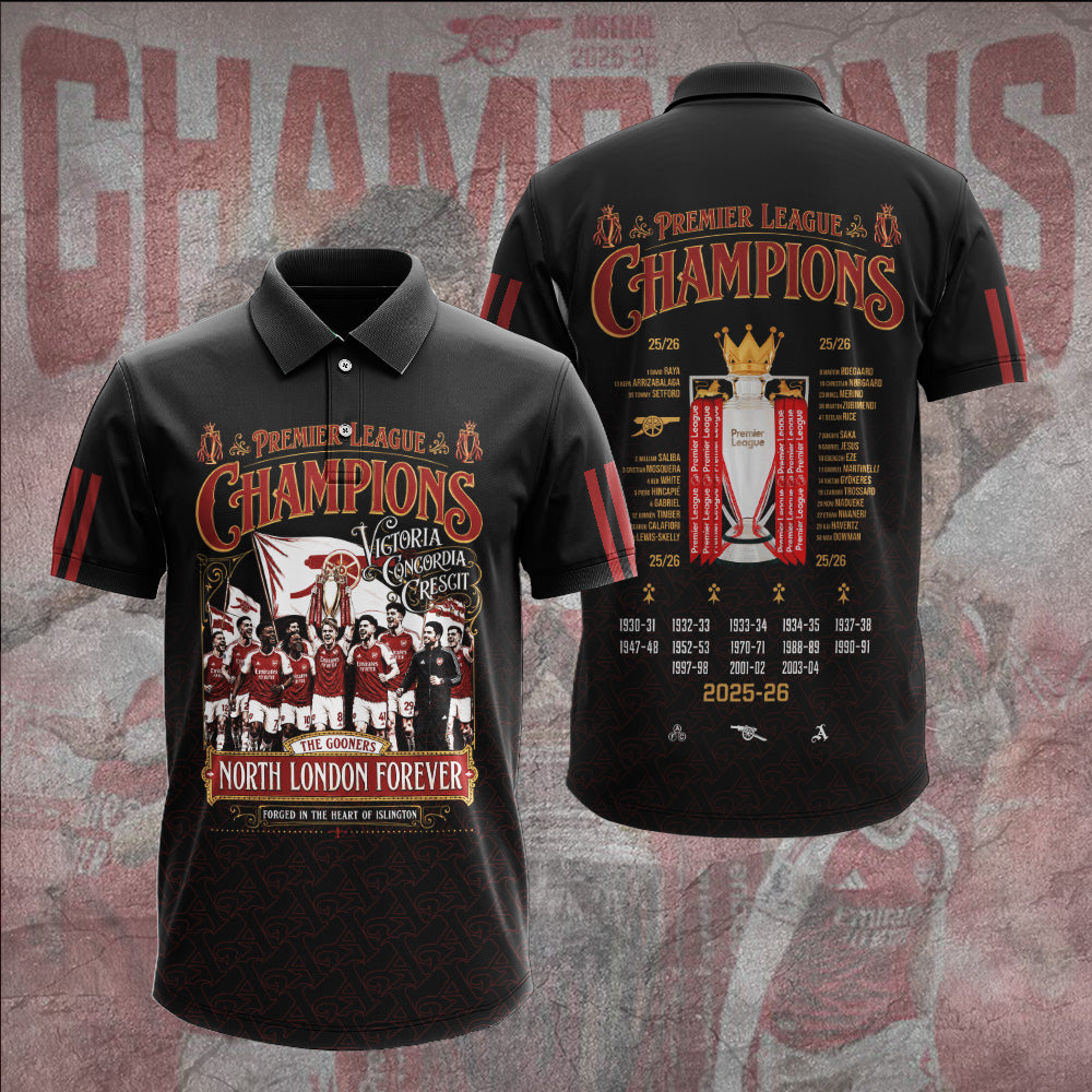 Arsenal FC Premier League Champions 25/26 3D Apparel – GNE6655