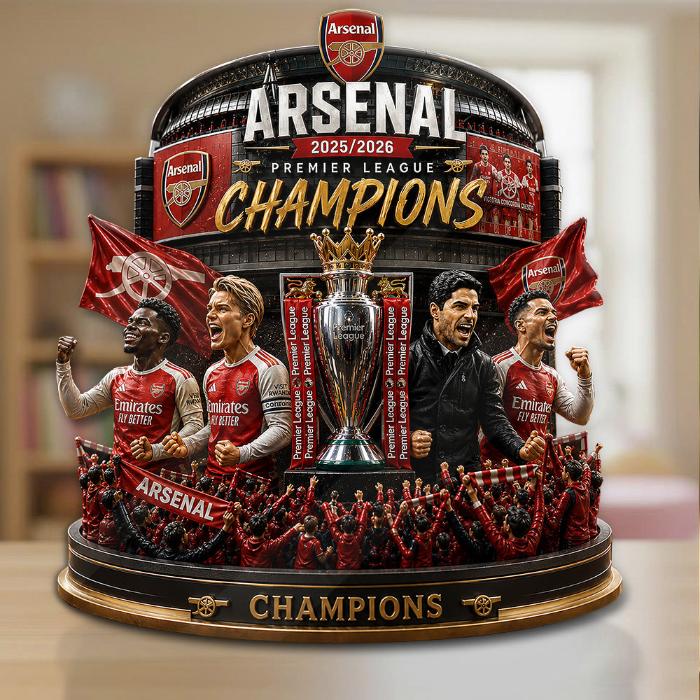 Arsenal FC Premier League Champions 25/26 Custom Shape Acrylic Plaque – GNE6588