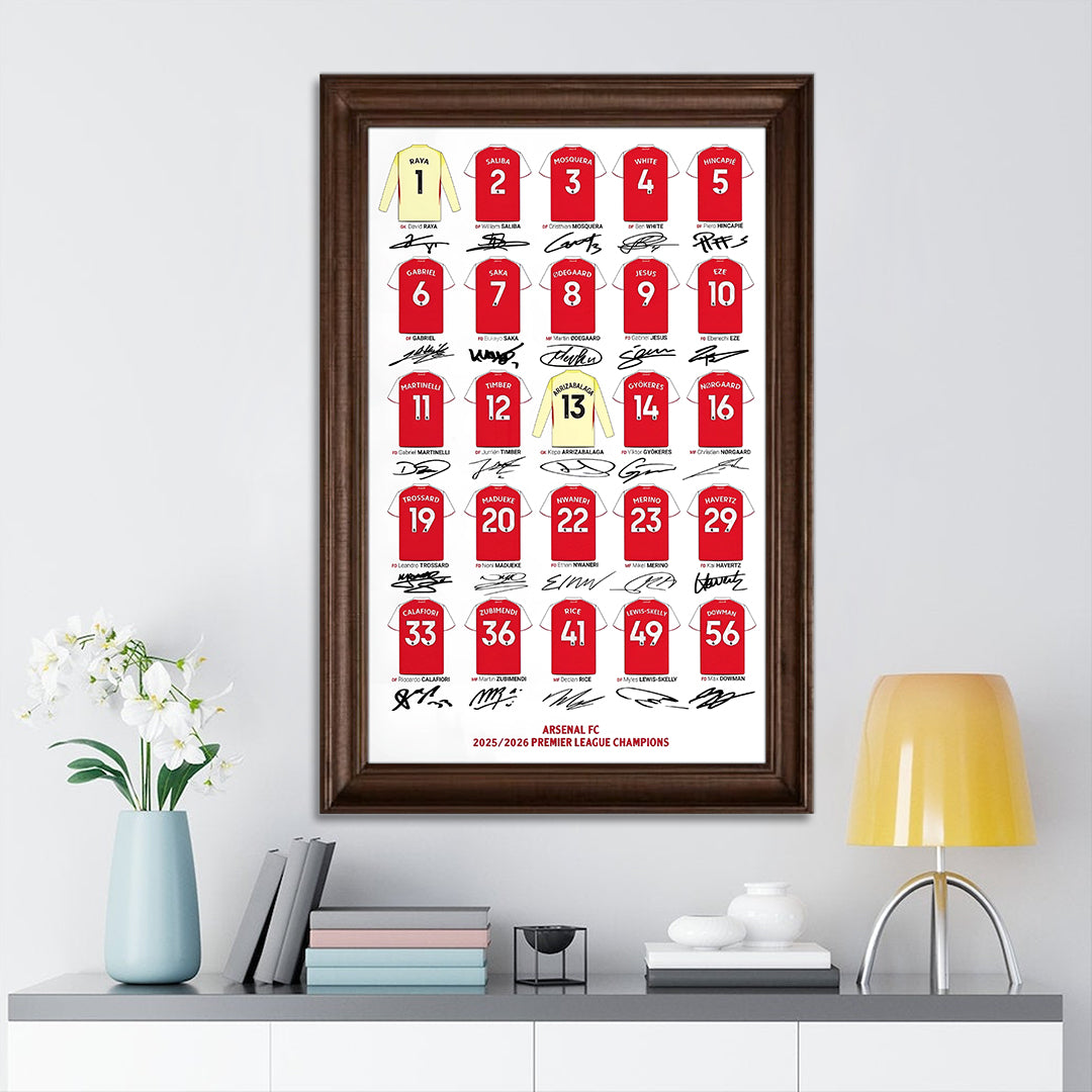 Arsenal FC Premier League Champions 25/26 Rectangle Canvas With Inner Frame – TMTHU6410