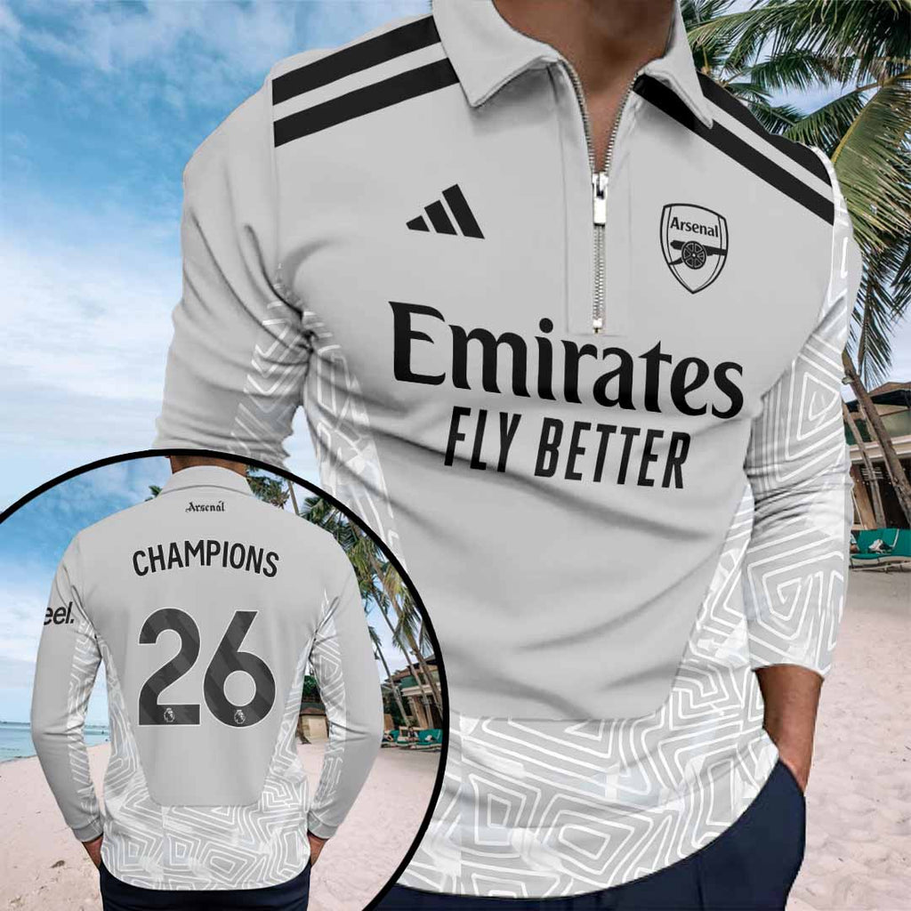 Arsenal FC Premier League Champions 25/26 Zip Polo Shirt – HOATT18822