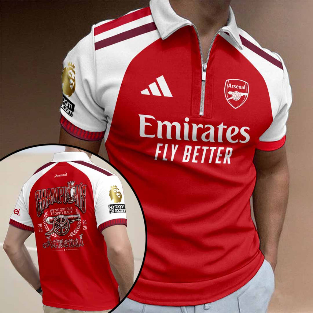 Arsenal FC Premier League Champions 25/26 Zip Polo Shirt – HOATT19925