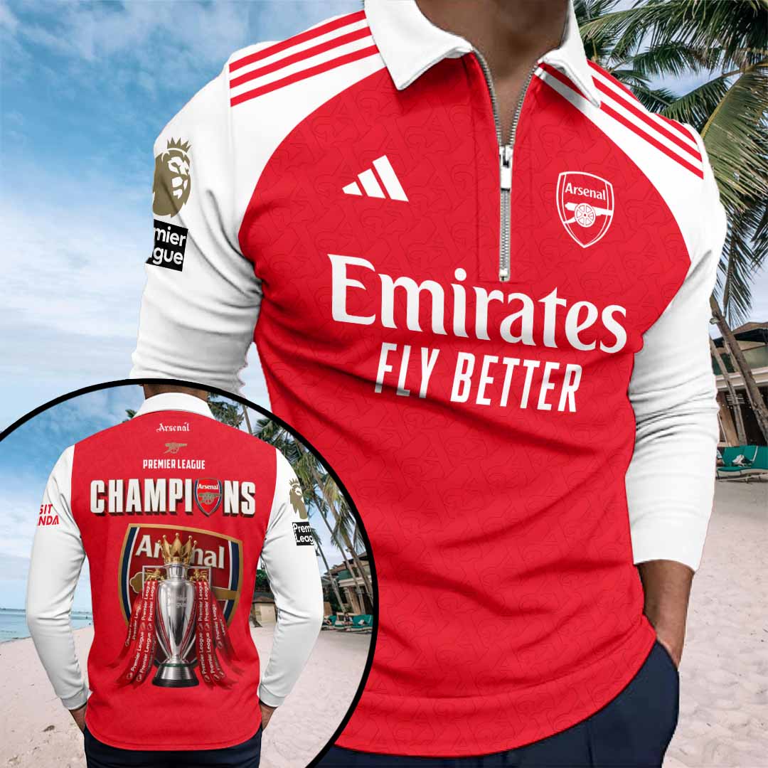 Arsenal FC Premier League Champions 25/26 Zip Polo Shirt – HOATT18203