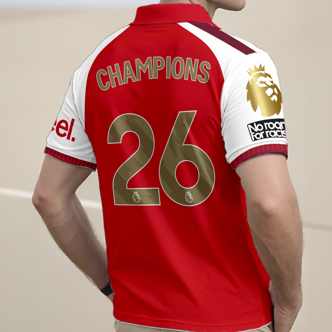 Arsenal FC Premier League Champions 25/26 Zip Polo Shirt – TANTN23070