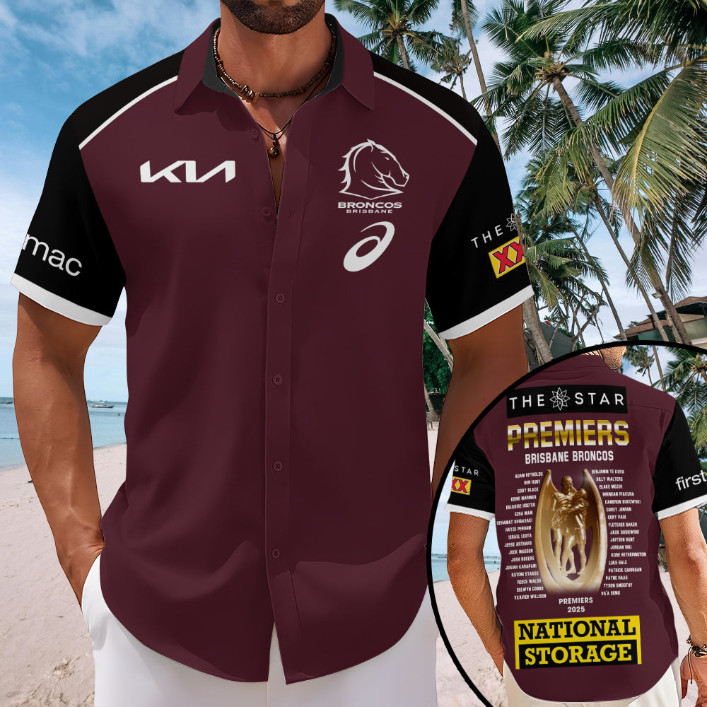 Brisbane Broncos Short Sleeve Button-Down Shirt – TMTHU1568