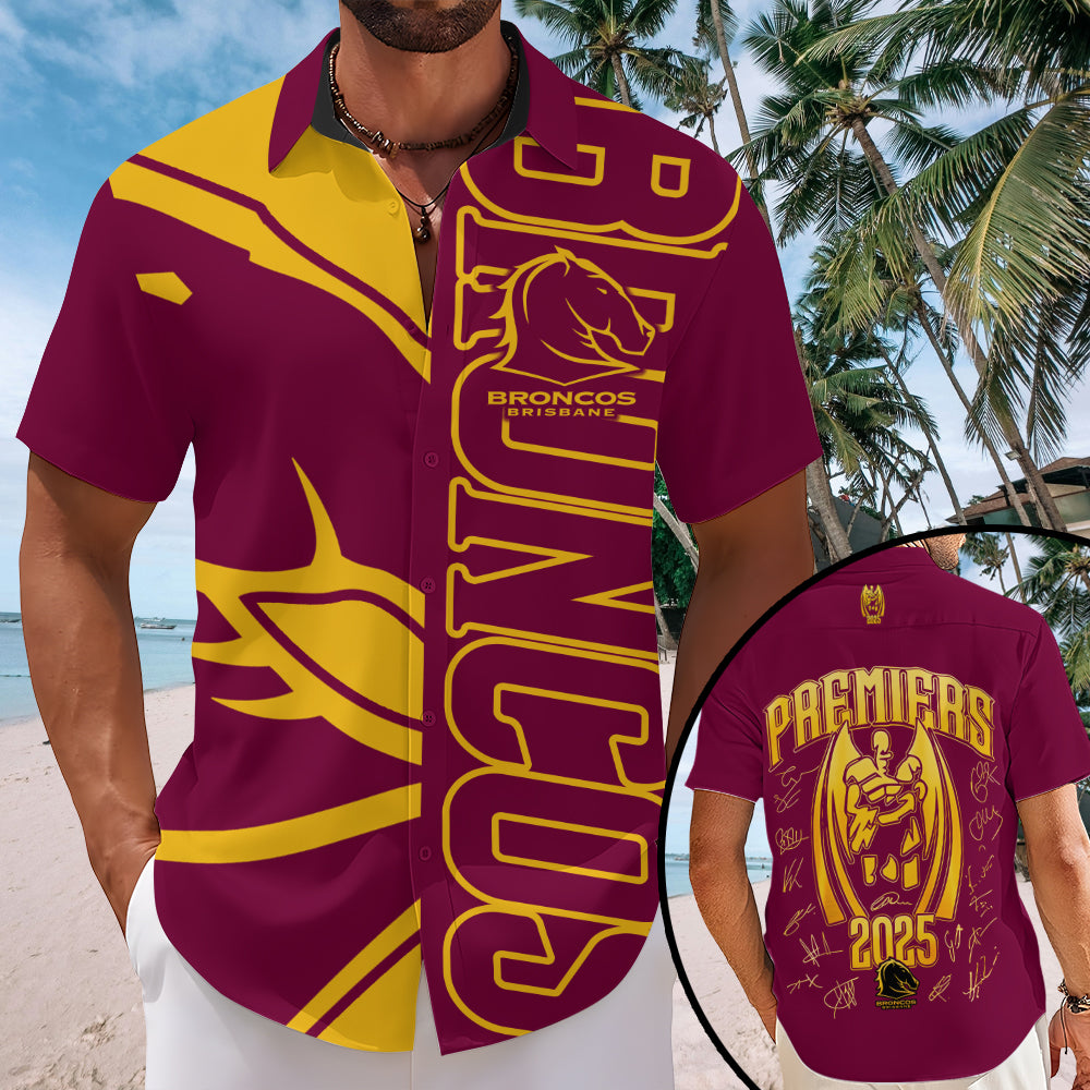 Brisbane Broncos Short Sleeve Button-Down Shirt – TMTHU1437