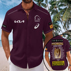 Brisbane Broncos Premiers 2025 Short Sleeve Button-Down Shirt – TMTHU1605