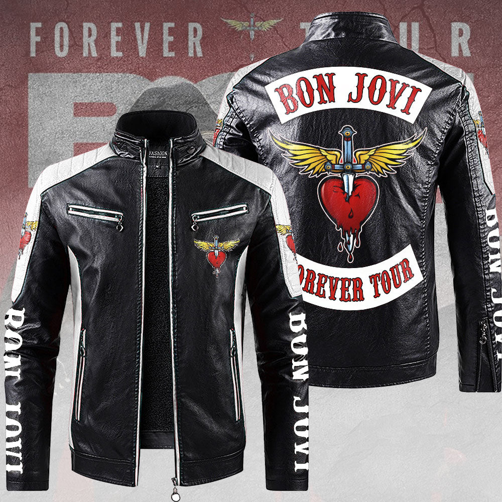 Bon Jovi 2D Leather Fleece Jacket – TANTN17979