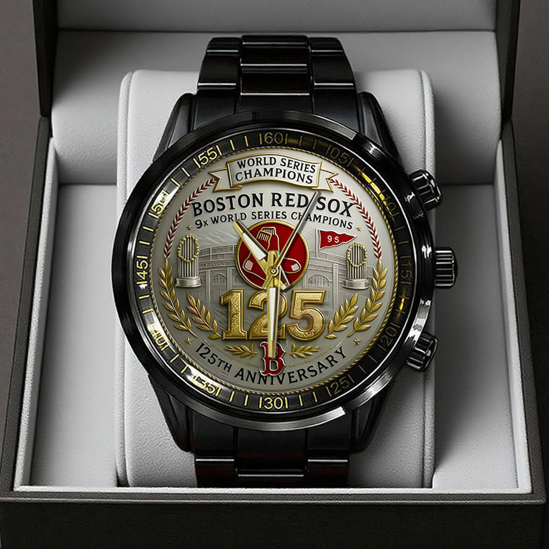 Boston Red Sox 125th Anniversary 2026 Black Stainless Steel Watch – TANTN16068