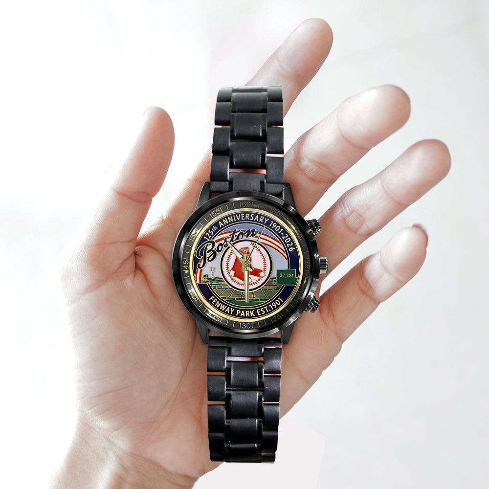 Boston Red Sox 125th Anniversary Black Stainless Steel Watch – MAITM13661
