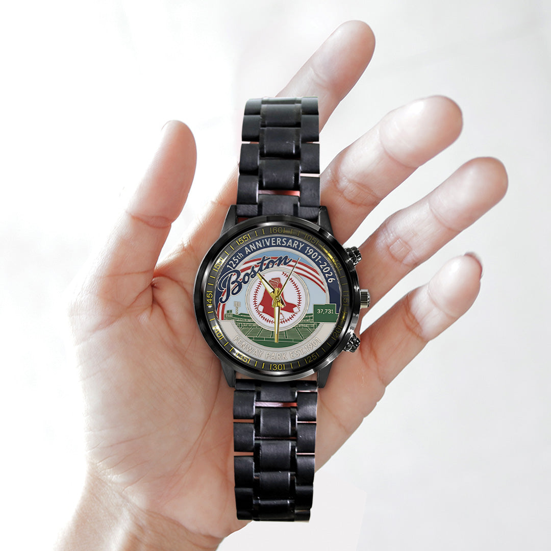 Boston Red Sox 125th Anniversary Black Stainless Steel Watch – TANTN18735