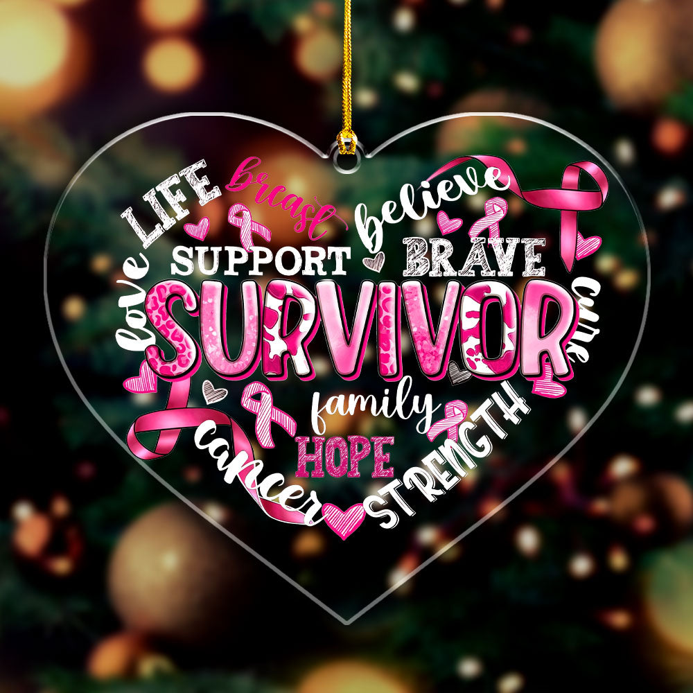 Breast Cancer Awareness Custom Shape Clear 1-Side Printed Acrylic Ornament – HOATT 6806