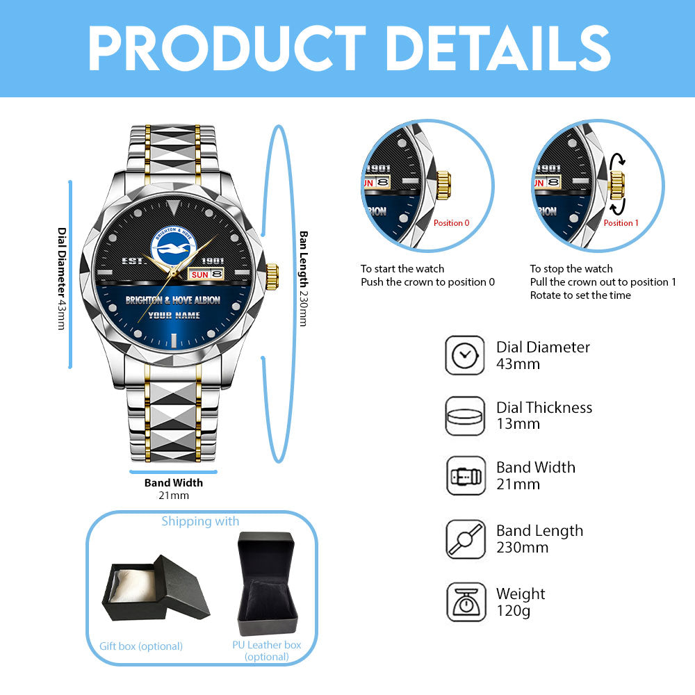 Personalized Brighton & Hove Albion FC Alloy Luxury Quartz Watch – TANTN15477