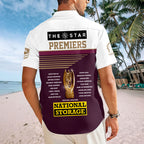 Brisbane Broncos 2025 NRL Premiers Short Sleeve Button-Down Shirt – HOATT13865