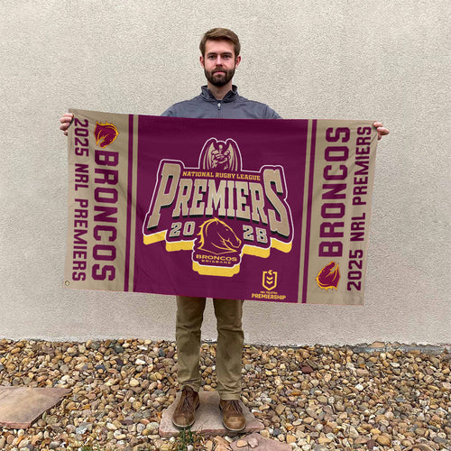 Brisbane Broncos 2025 Premiers 3D Double-side House Flag – MAITM13338