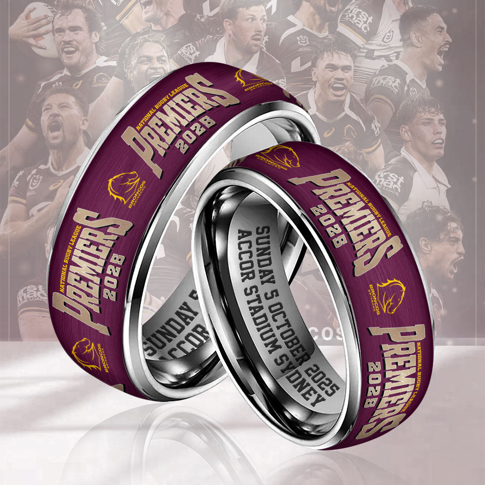 Brisbane Broncos 2025 Premiers Custom Alloy Ring – MAITM13295