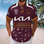 Brisbane Broncos 2025 Premiers Short Sleeve Button-Down Shirt – MAITM13374