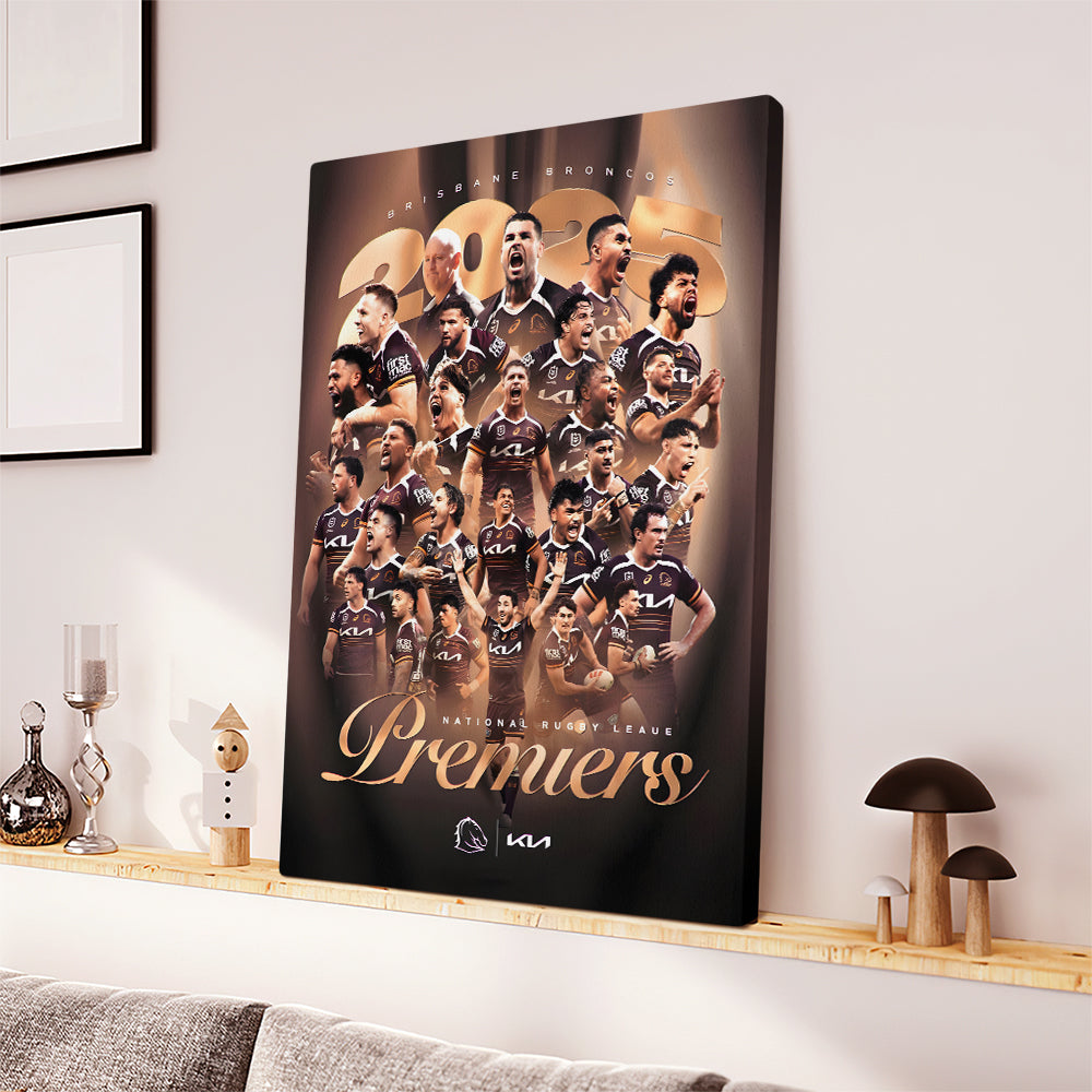 Brisbane Broncos Premiers 2025 Rectangle Canvas With Inner Frame – TANTN17892