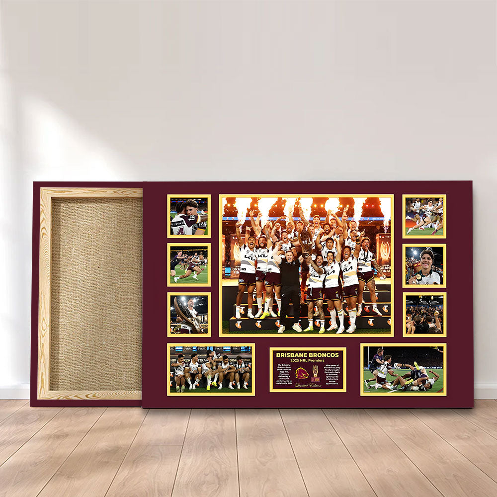 Brisbane Broncos Premiers 2025 Rectangle Canvas With Inner Frame – TANTN17899