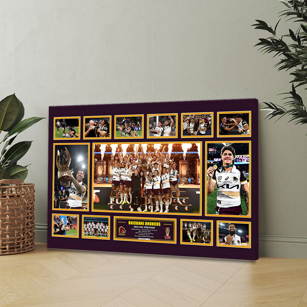 Brisbane Broncos Premiers 2025 Rectangle Canvas With Inner Frame – TANTN17901