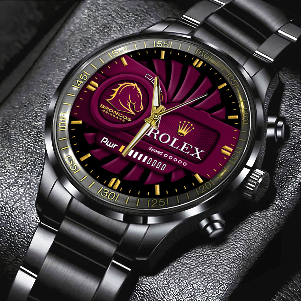 Brisbane Broncos x Rolex Black Stainless Steel Watch – MAITM13198