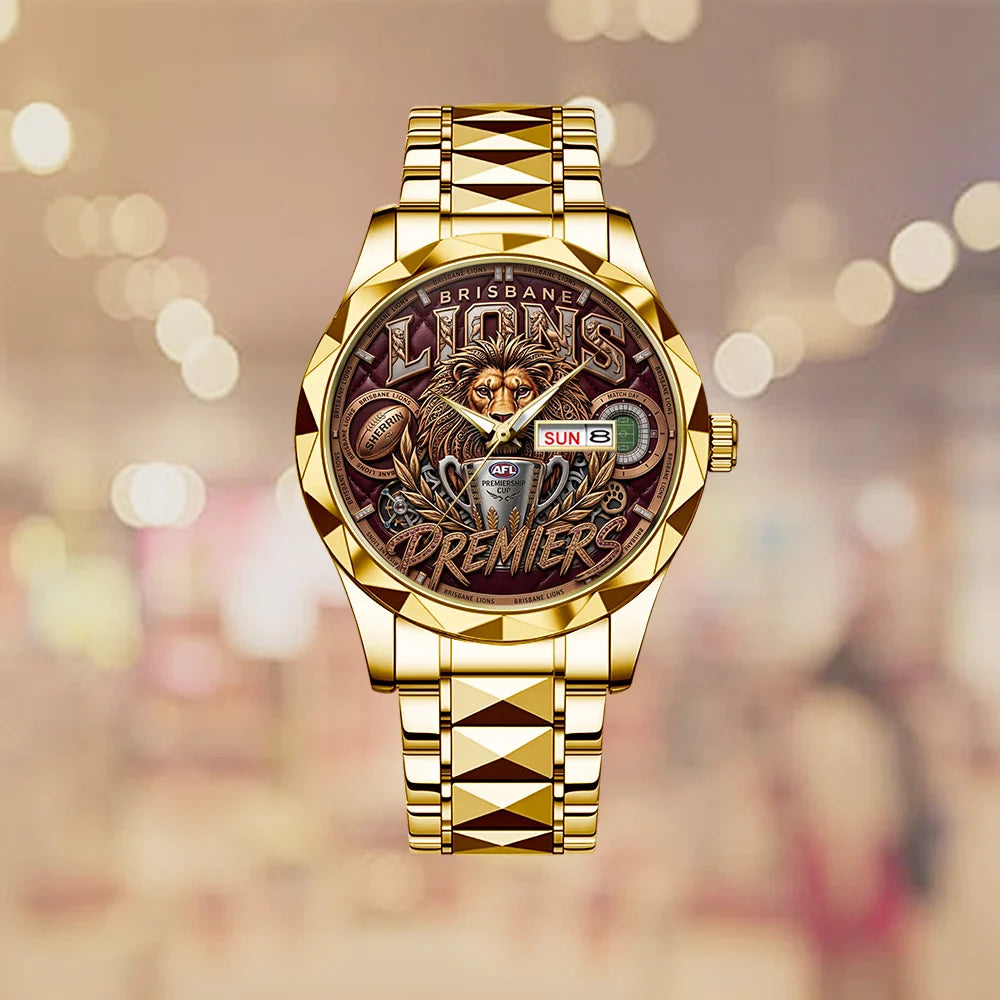 Brisbane Lions 2026 AFL Premiers Alloy Luxury Quartz Watch – TMTHU9642