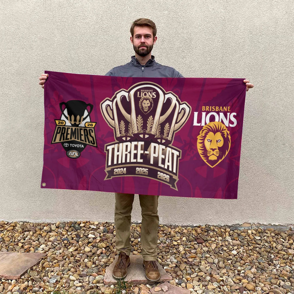 Brisbane Lions 2026 AFL Premiers 3D Double-side House Flag – TANTN25819