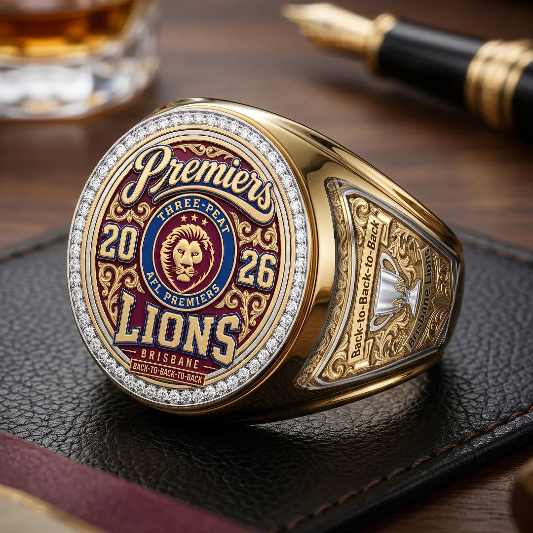 Brisbane Lions 2026 AFL Premiers 3D Engraved Ring – TMTHU9579