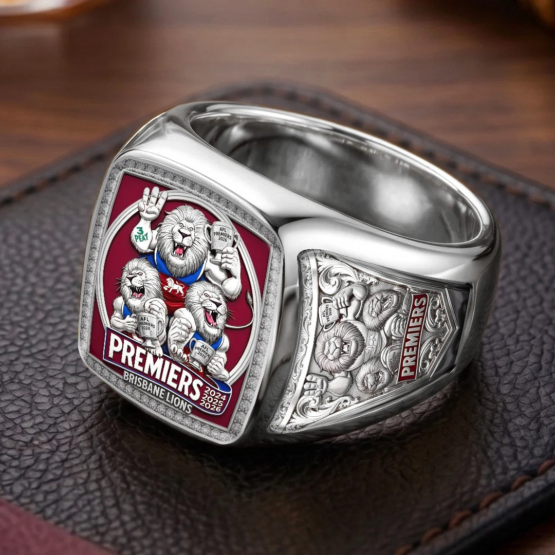 Brisbane Lions Threepeat Premiers 3D Engraved Ring – TMTHU9594